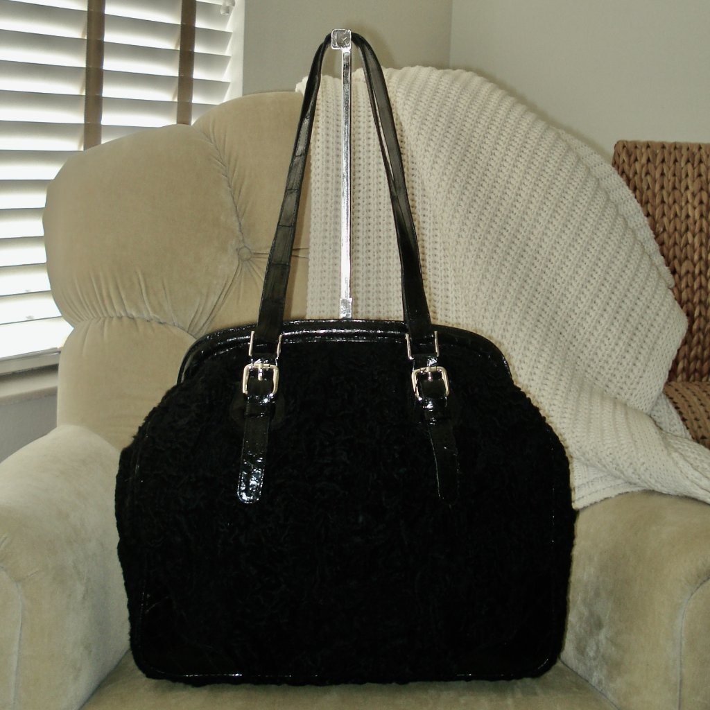 Vtg Auth Titti Dell Acqua By Maxima Genuine Boucle Wool  Alligator Satchel Bag
